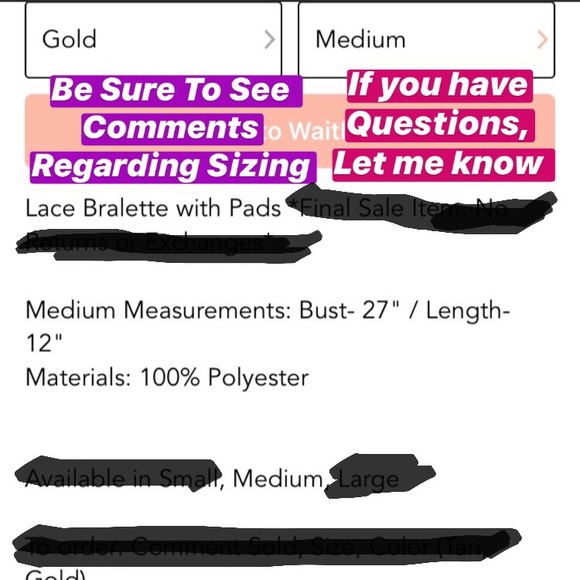 SOLD❗️Wishlist Lace Bralette (Gold Color) - Picture 7 of 7